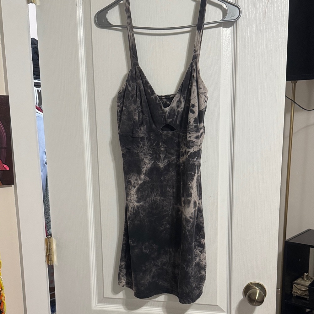 Tie-Dye Slip Dress in Black and Gray